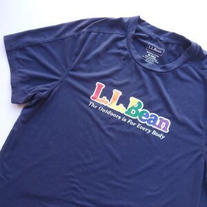 LL Bean Pride T Shirt Mens M Reg The Outdoors is For Every Body Blue Rainbow